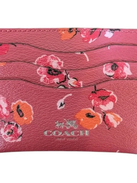 Coach Boxed Card Case and Valet Keyring Gift Set in Floral Poppy NIB - Picture 3 of 6